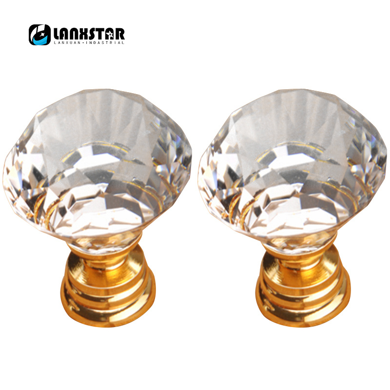 Rural Style Diameter 30mm 1.18 Inch Crystal Diamond Furniture Knobs Wood Bed Furnitures Door Handle